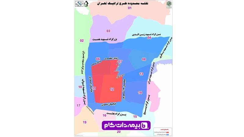 نقشه طرح ترافیک و محدوده آلودگی هوا