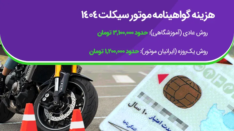 هزینه گواهینامه موتور سیکلت ۱۴۰۴